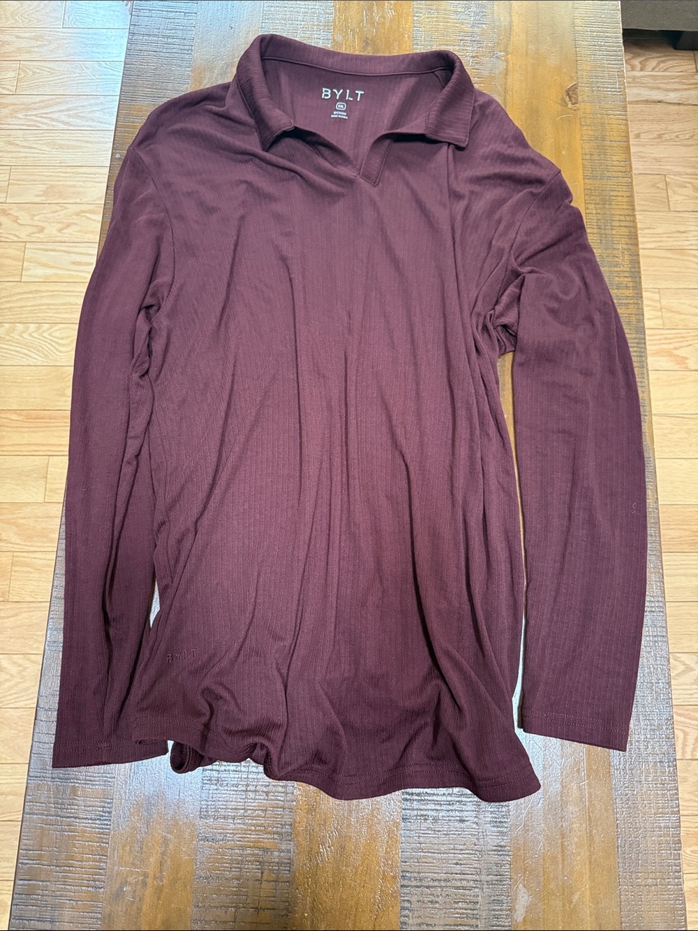 BYLT Basics Men's Long Sleeve Polo - Deep Burgundy